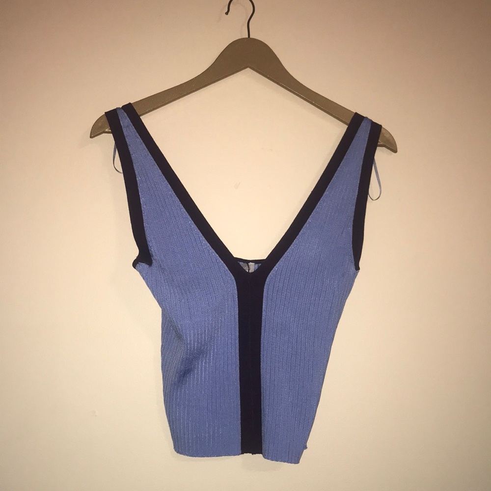 Zara Knit Blue Crop Sweater